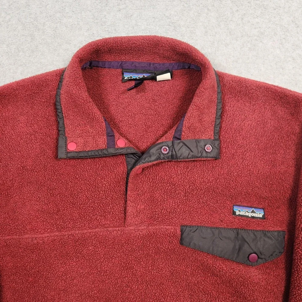 Vintage Patagonia Synchilla Mens Medium Red Pullover Snap T Fleece 90s